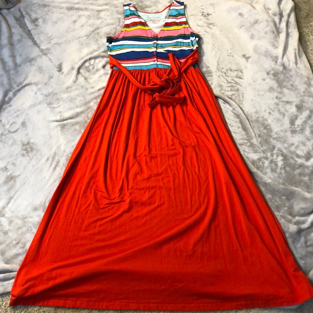 Hanna andersson rainbow stripe maxi dress